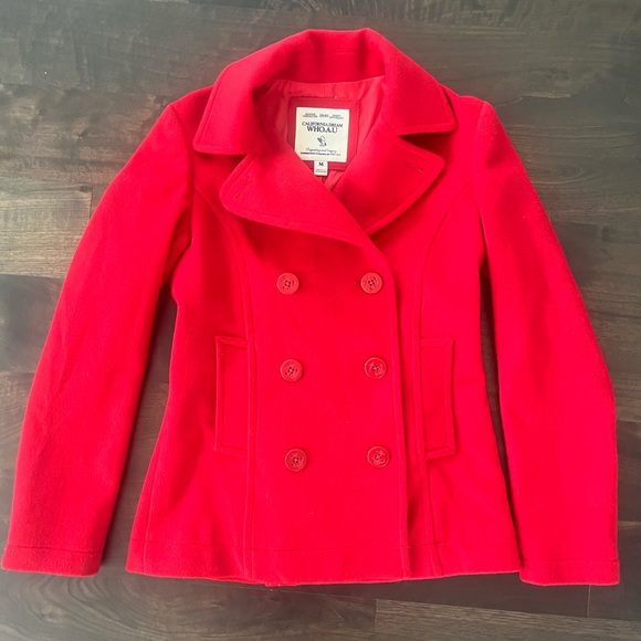 WHO.A.U - Wool Blend Coat - Great Condition! Red - Picture 1 of 4